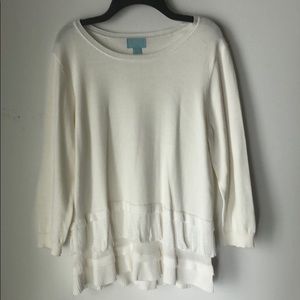 CeCe by Cynthia Steffe White Ruffled Top